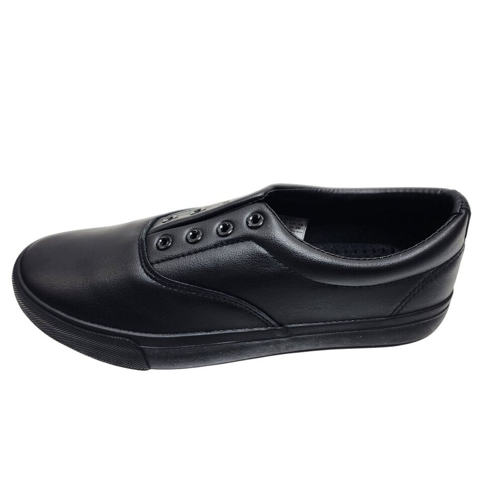 Black Faux Leather Slip-On Sneakers Size 10 US Men Slip Resistant